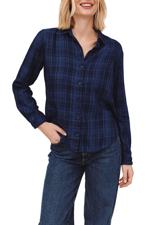 Embroidered Plaid Long Sleeve Shirt