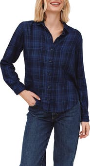 Bella Dahl Embroidered Plaid Long Sleeve Shirt