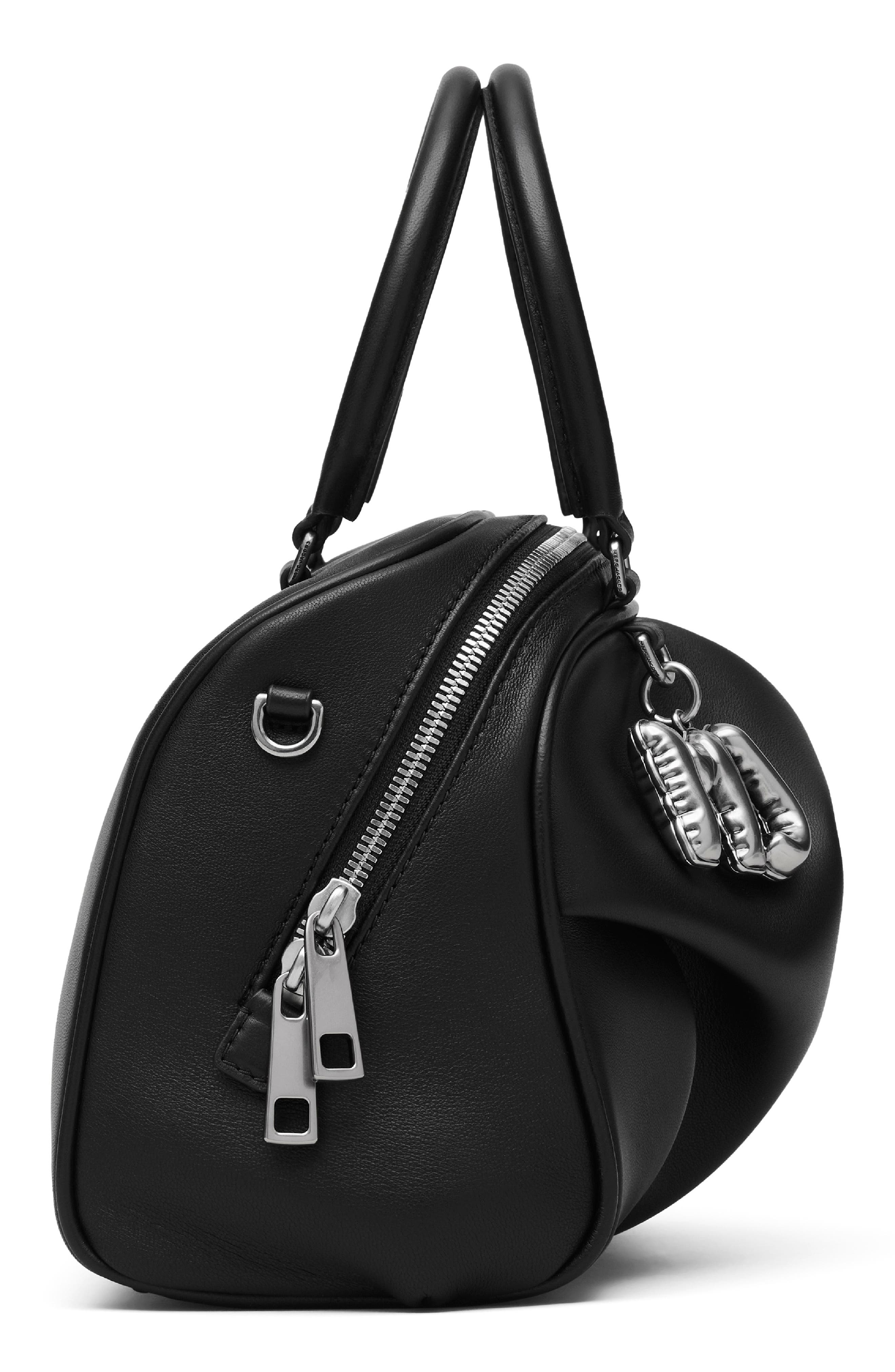 Marc Jacobs The Small Wave Leather Satchel, Alternate, color, Black