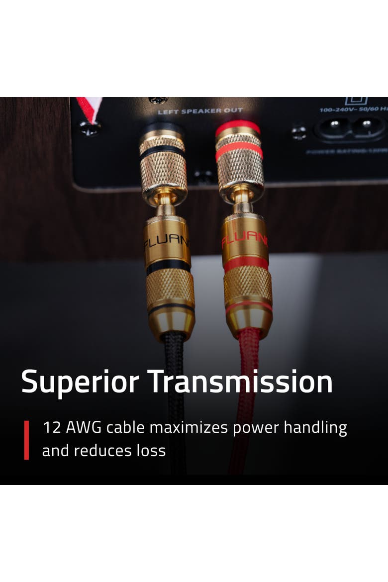 Hi-Fi 12 Gauge Speaker Wire with Dual Banana Plugs 12 Feet OFC Cable, Alternate, color, Gold