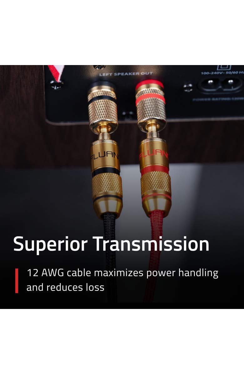 Fluance Hi-Fi 12 Gauge Speaker Wire with Dual Banana Plugs 12 Feet OFC Cable, Alternate, color, Gold