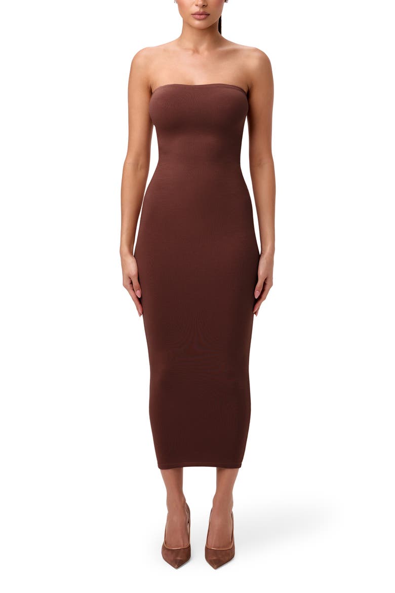 Body-Con Midi Tube Dress, Main, color, CHOCOLATE