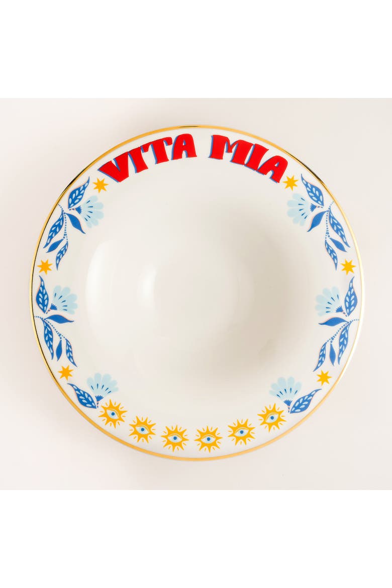 Lublin Vita Mia Rimmed Porcelain Pasta Artisan Ceramic, Main, color, White