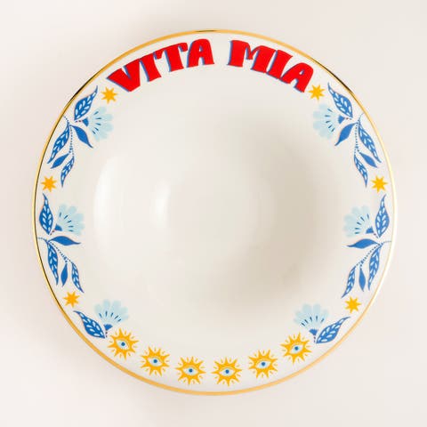 Lublin Vita Mia Rimmed Porcelain Pasta Artisan Ceramic