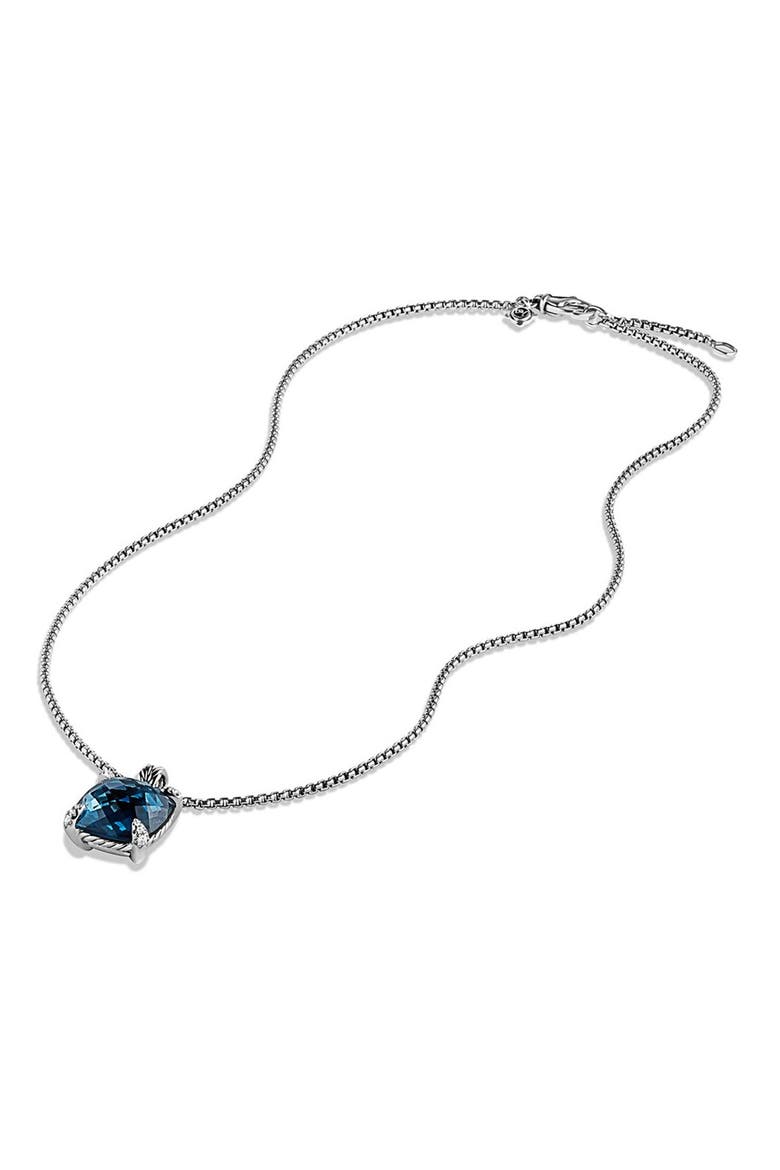 Châtelaine Pendant Necklace with Semiprecious Stone and Diamonds, Alternate, color, SILVER/ HAMPTON BLUE TOPAZ