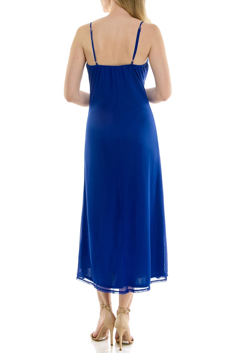 Shirred Bust Powermesh Midi Dress, Alternate, color, ROYAL