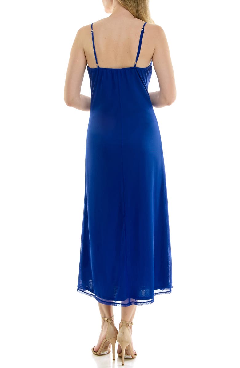 bebe Shirred Bust Powermesh Midi Dress, Alternate, color, 