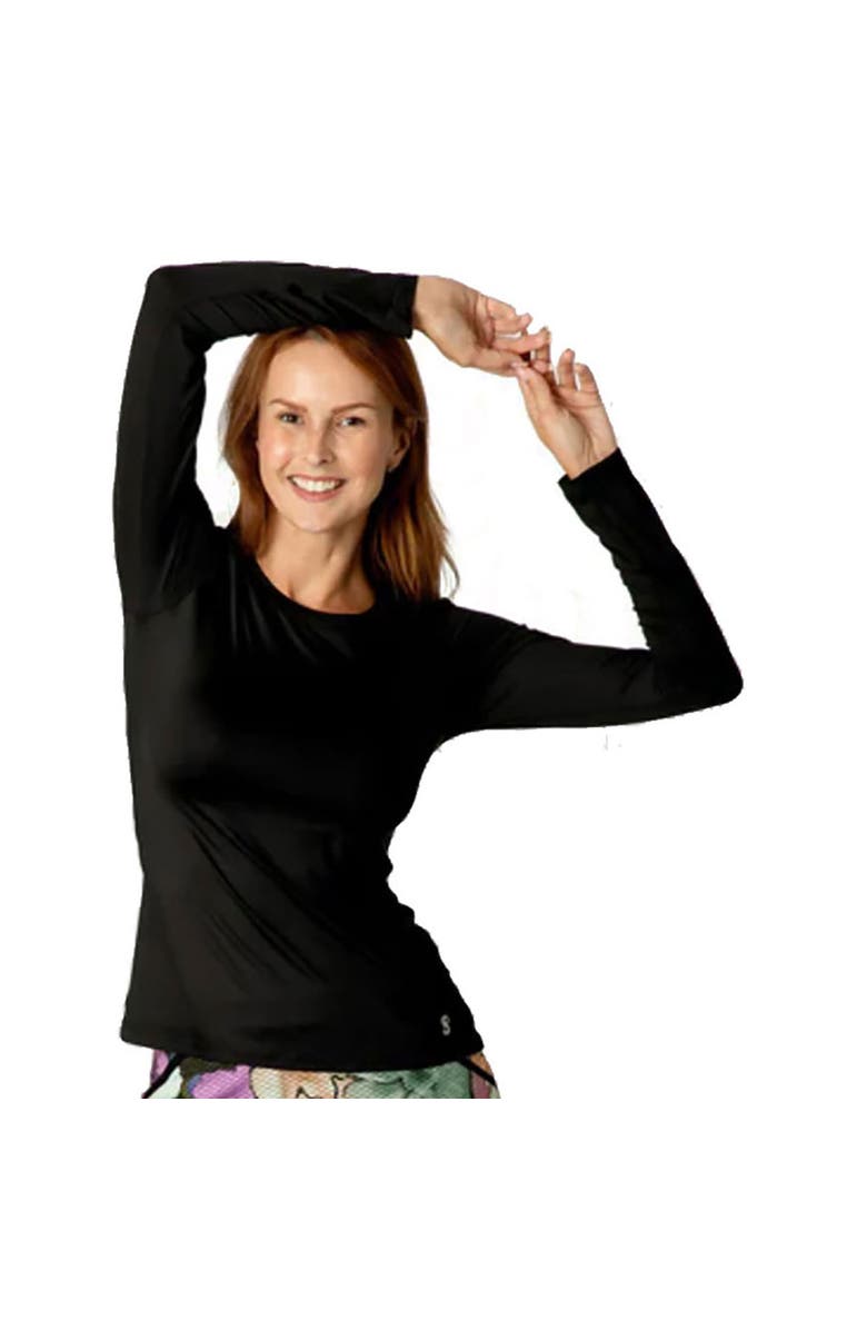 Sofibella UV Colors Womens Long Sleeve Tennis Shirt, Main, color, Black
