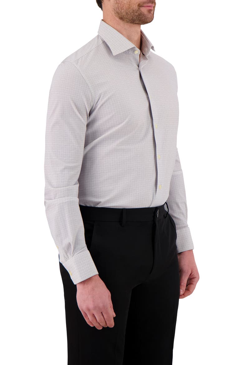 Modern Fit Microcheck Tech Stretch Dress Shirt, Alternate, color, GREY