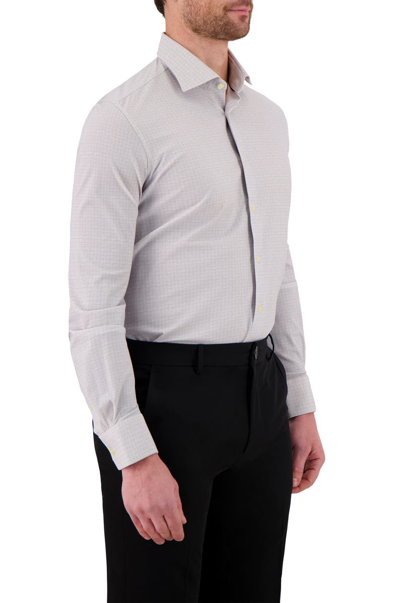Victor Emmanuel Micro Check Print Tech Stretch Dress Shirt, Alternate, color, Grey