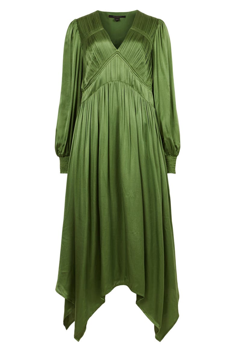 Estelle Long Sleeve Asymmetric Hem Dress, Alternate, color, CACTUS GREEN