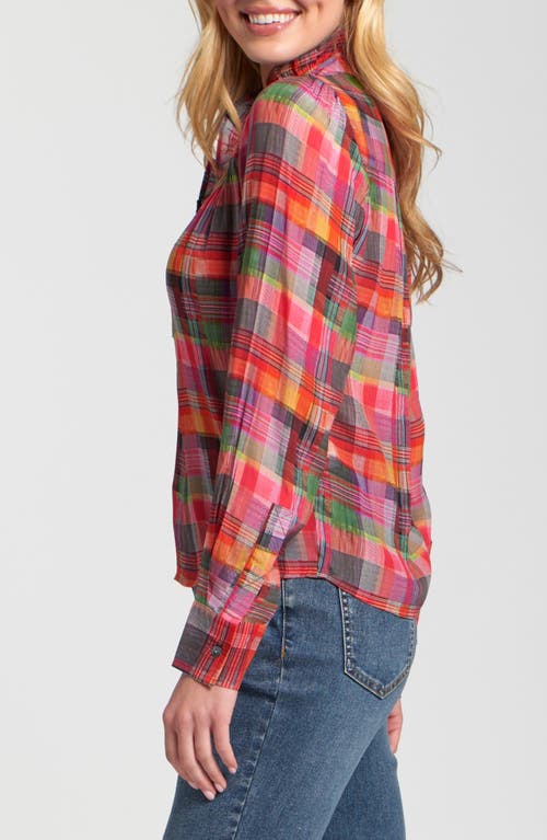 Apny Ruffle Half-placket Shirt In Multi