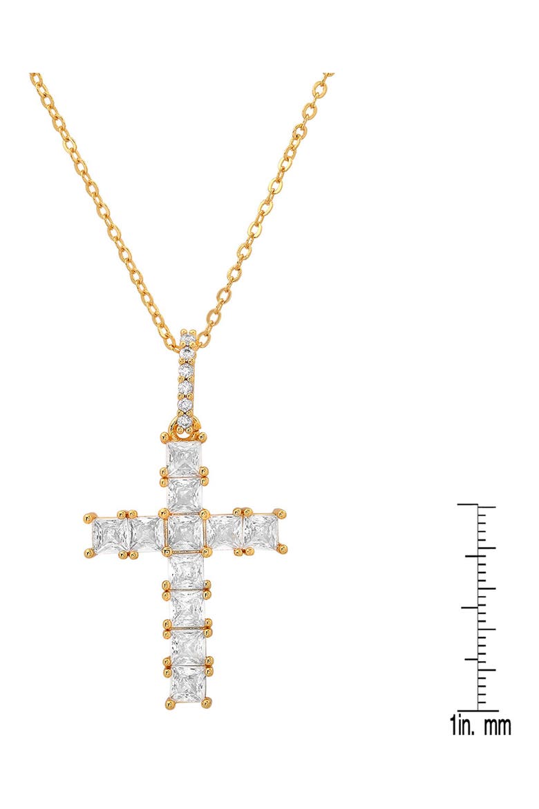 18k White Gold Plated Cubic Zirconia Cross Pendant Necklace, Alternate, color, GOLD