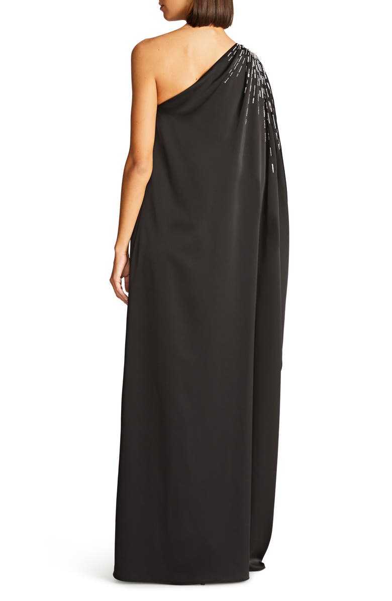 HALSTON Chaya Beaded One-Shoulder Satin Gown, Alternate, color, 