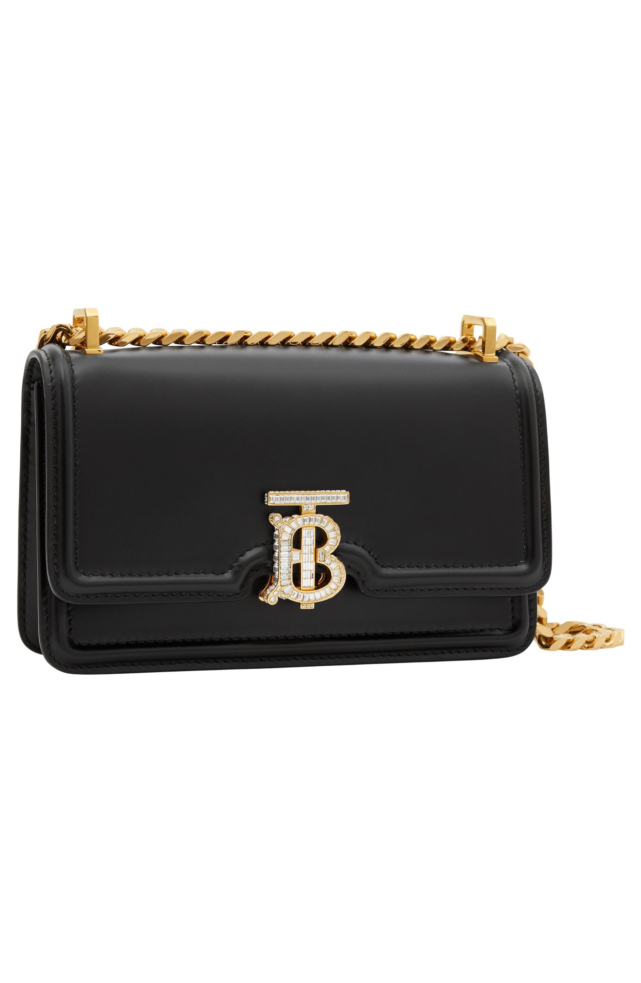Burberry Mini Crystal TB Leather Crossbody Bag, Alternate, color, 