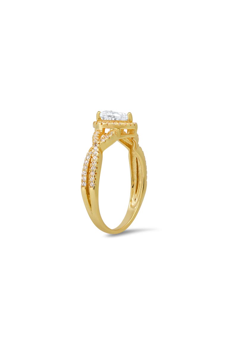 Sterling Silver Heart Halo CZ Ring - Size 8, Alternate, color, GOLD