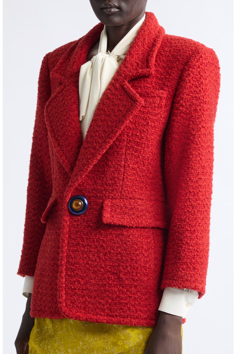 One-Button Wool & Silk Blend Tweed Jacket, Alternate, color, ROUX