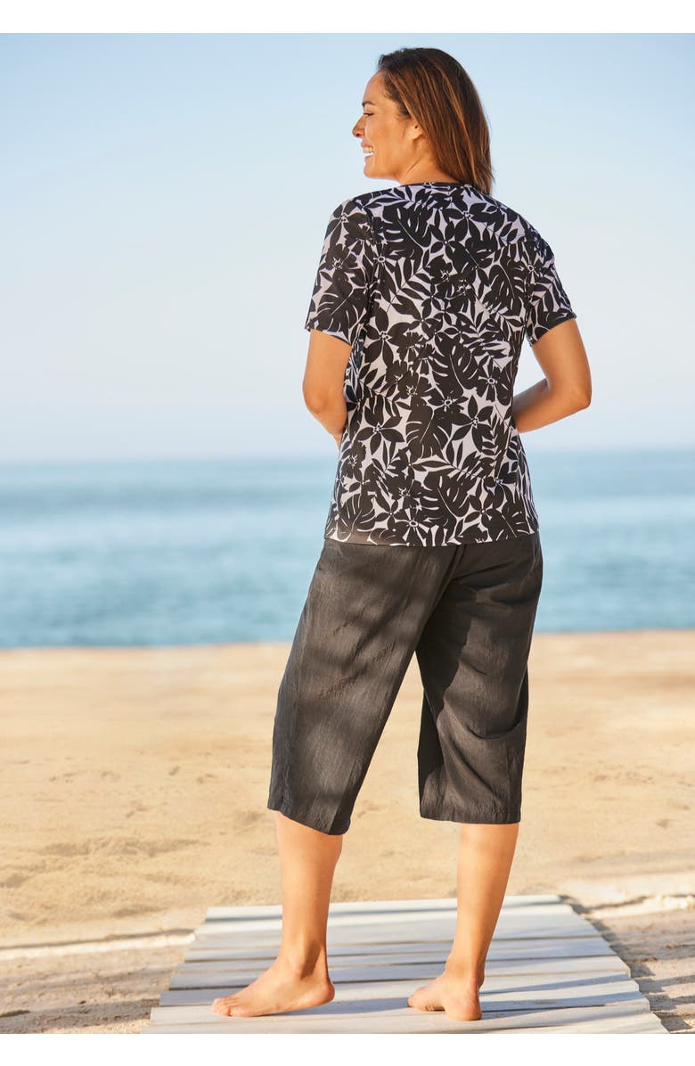 Swim 365 Cross-Back Swim Tee, Alternate, color, Black Palm