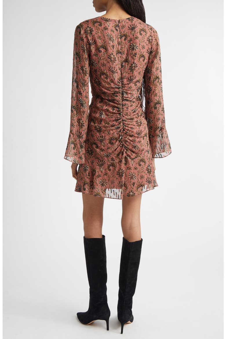Beaty Long Sleeve Silk Blend Dress, Alternate, color, DEEP ROSE MULTI