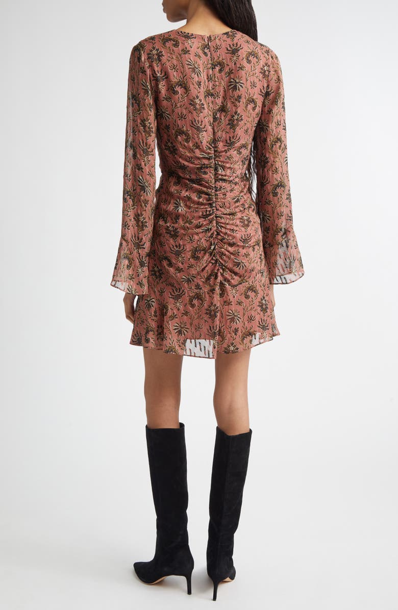 Veronica Beard Beaty Long Sleeve Silk Blend Dress, Alternate, color, Deep Rose Multi