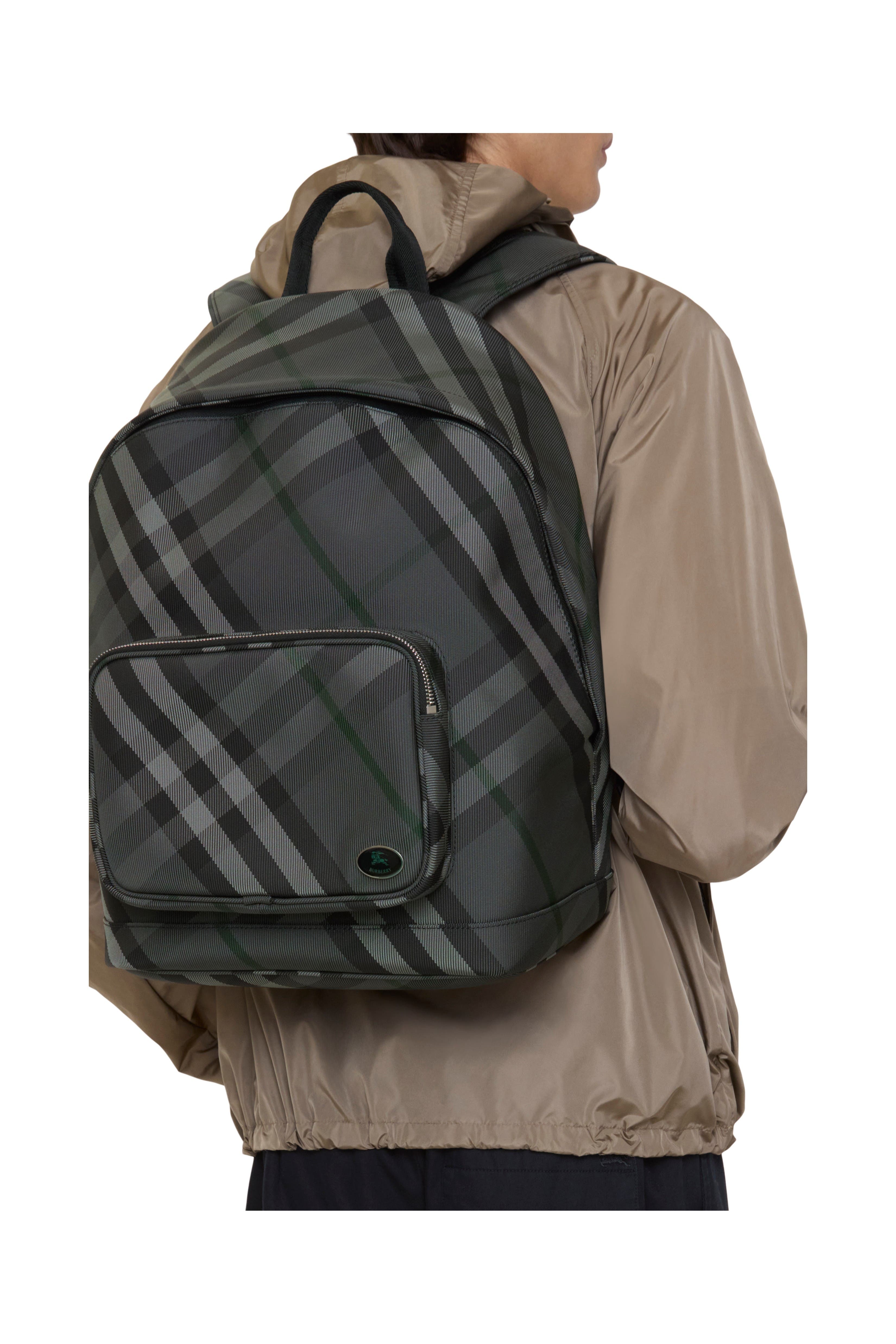 Burberry Grid Backpack, Alternate, color, Charcoal Grey