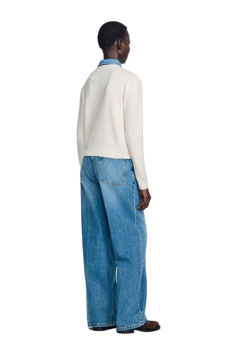 2-in-1 effect cardigan, Alternate, color, Ecru