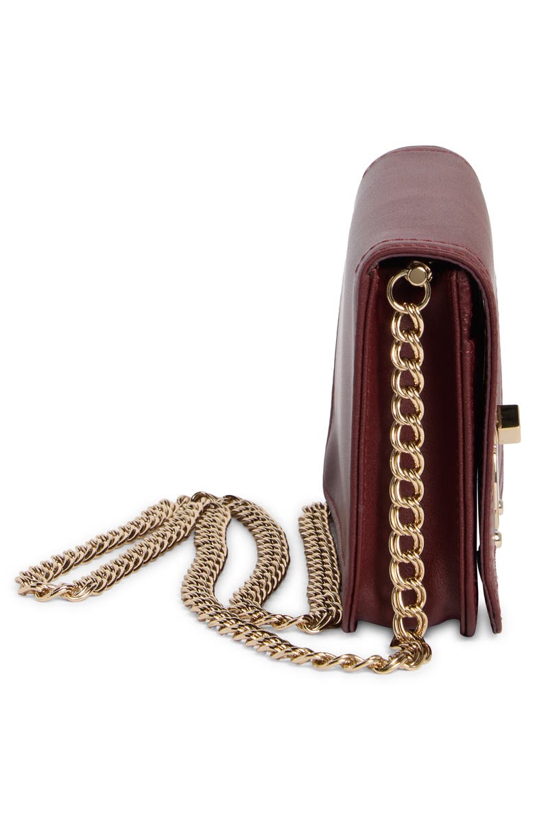 Longchamp Leather Wallet on a Chain, Alternate, color, Burgundy