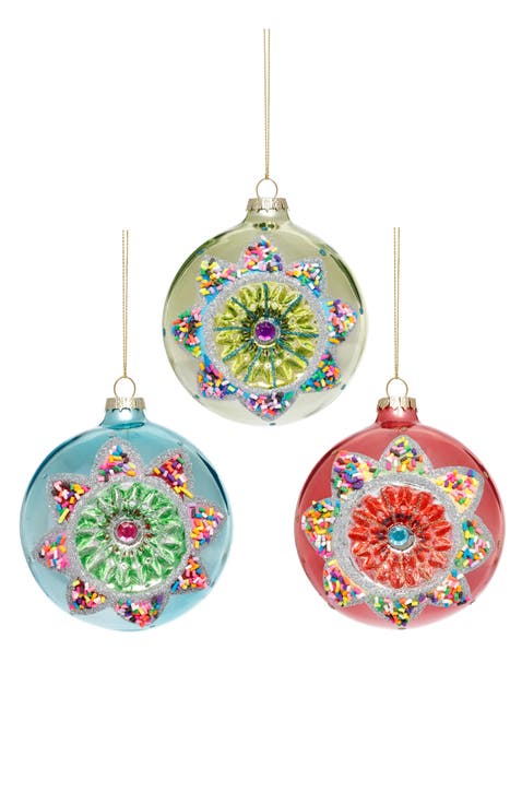 Festive Sprinkle Ball Ornament, Set of 6