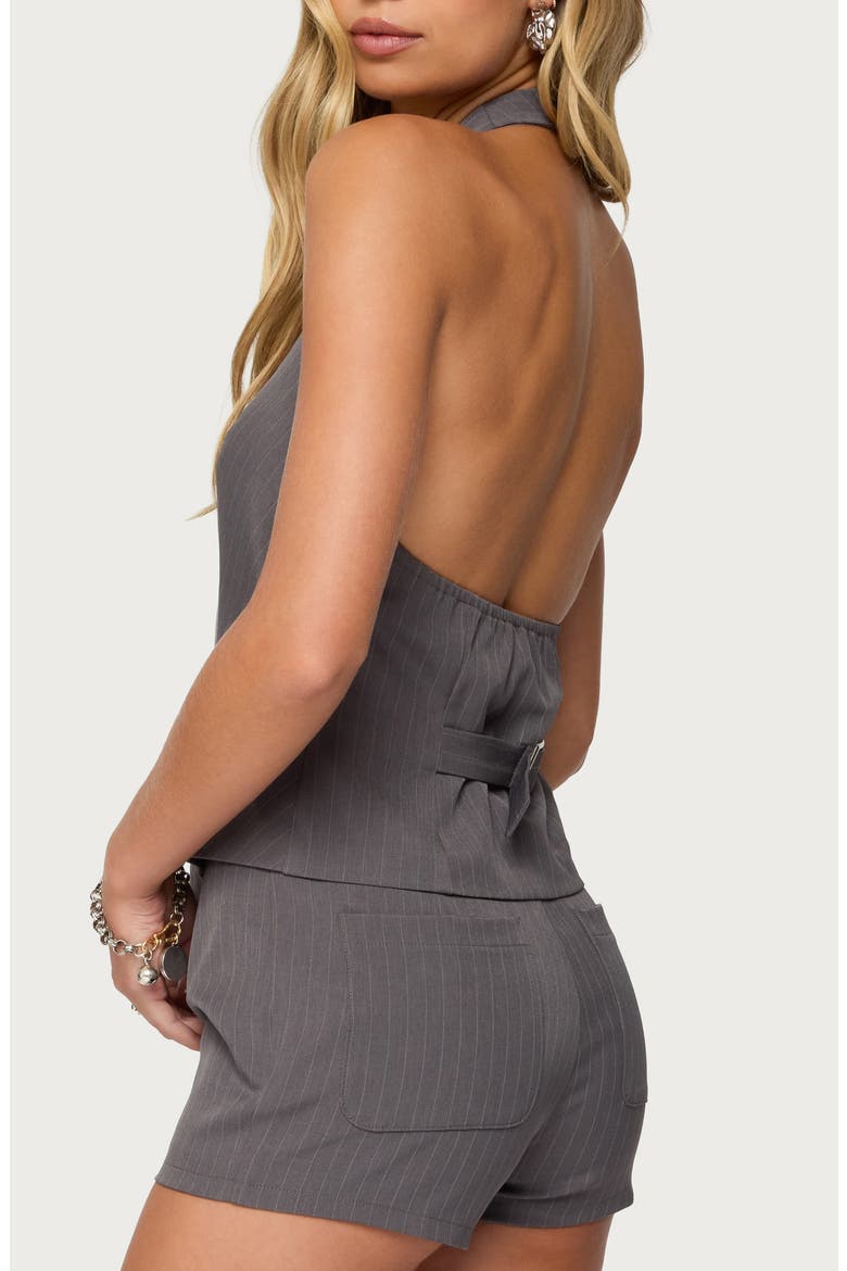 Riya Pinstripe Halter Vest, Alternate, color, GRAY