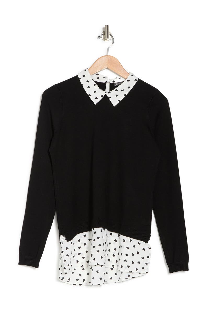 Adrianna Papell Shirttail Twofer Sweater, Alternate, color, 