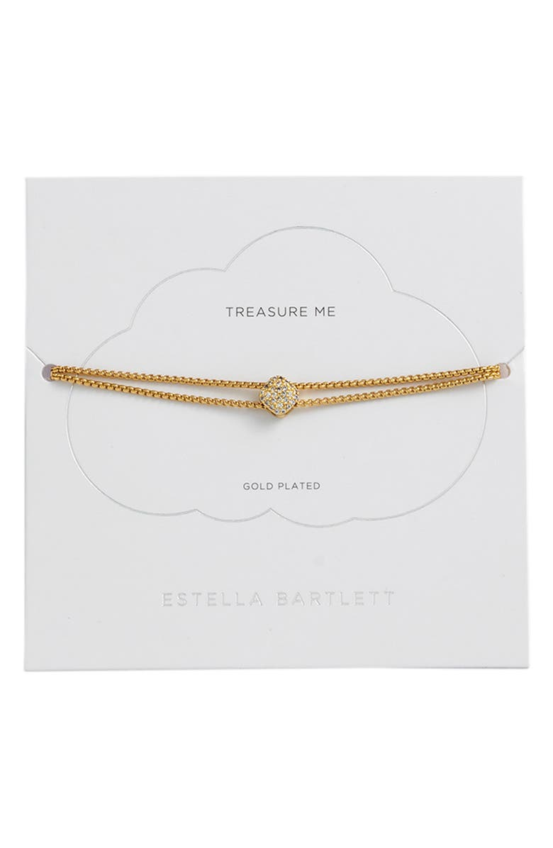 Estella Bartlett Pavé Cubic Zirconia Cushion Double Chain Bracelet, Main, color,
