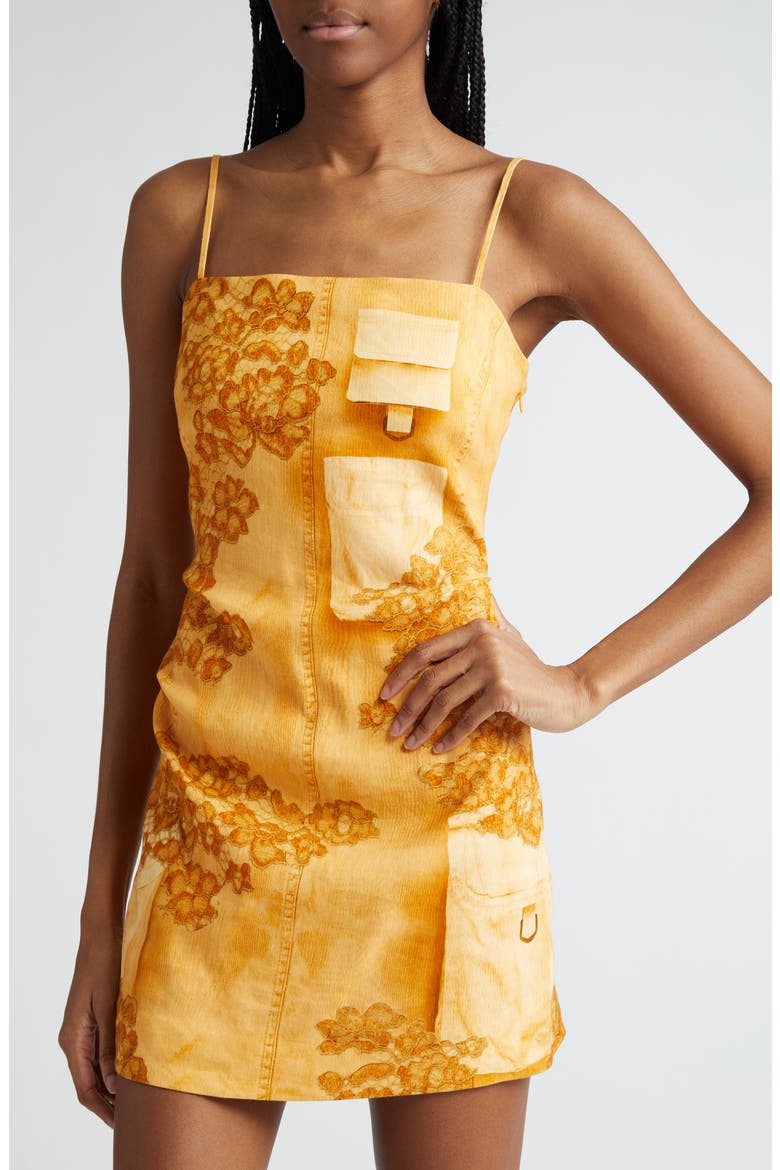 Dua Trompe l'Oeil Print Minidress, Alternate, color, FADED ORANGE