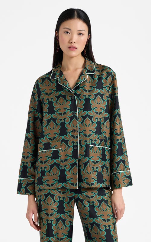 LA DOUBLEJ LA DOUBLEJ PAJAMA SHIRT HERALD BLACK