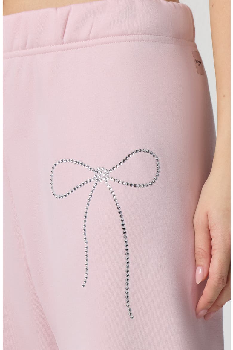 Crystal Bow Detail Joggers, Alternate, color, BALLET SLIPPER