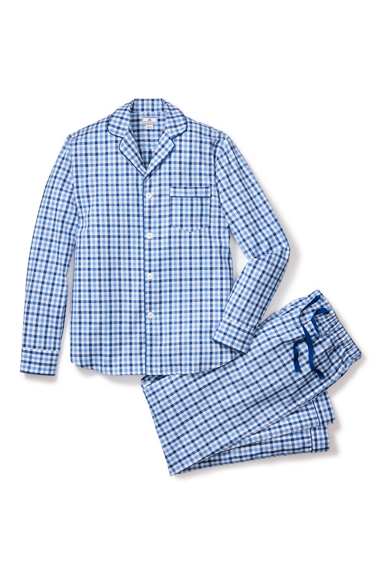 Gingham Pajama Set, Alternate, color, BLUE