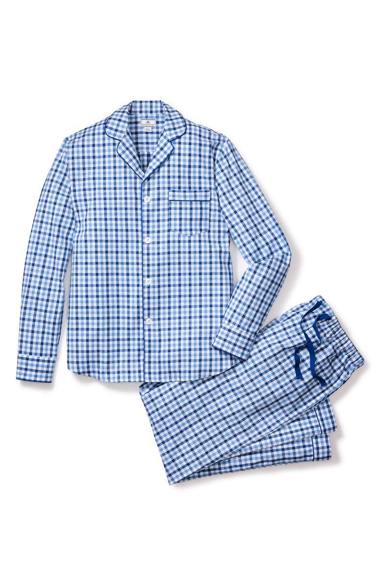 Petite Plume Royal Blue Cotton Gingham Check Pajamas, Alternate, color, Blue