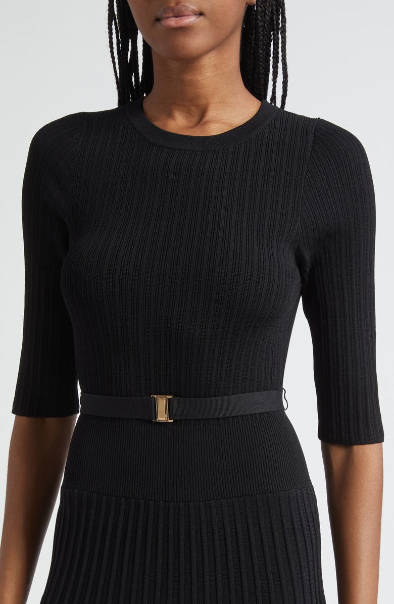 Veronica Beard Elthea Elbow Sleeve Rib Knit Dress, Alternate, color,