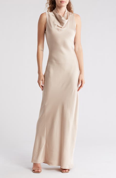 Kura Cowl Neck Satin Maxi Dress