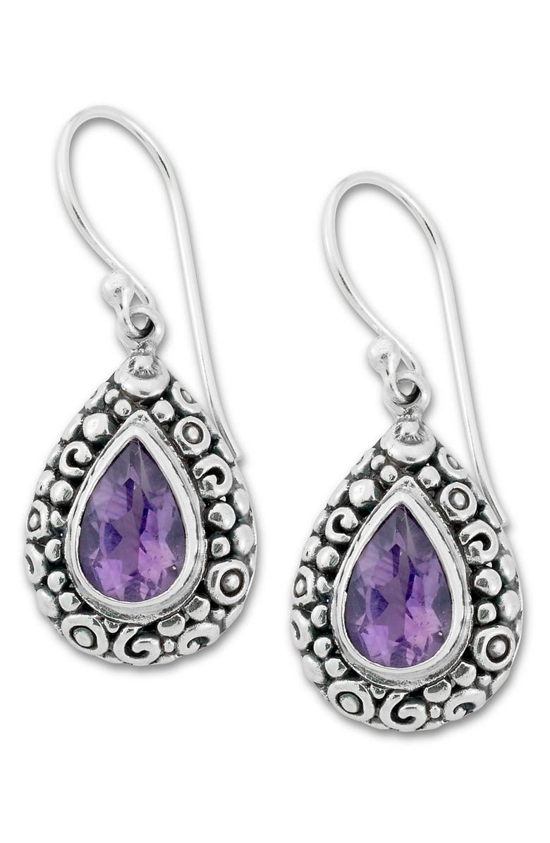 SAMUEL B. Amethyst Teardrop Filigree Earrings, Main, color, 