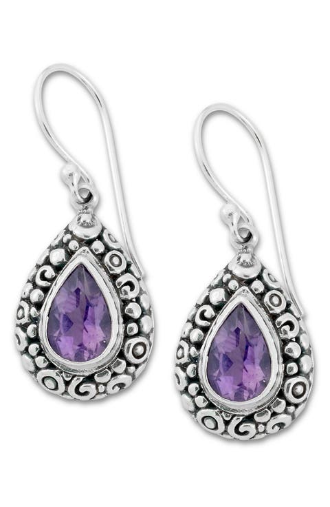 Amethyst Teardrop Filigree Earrings
