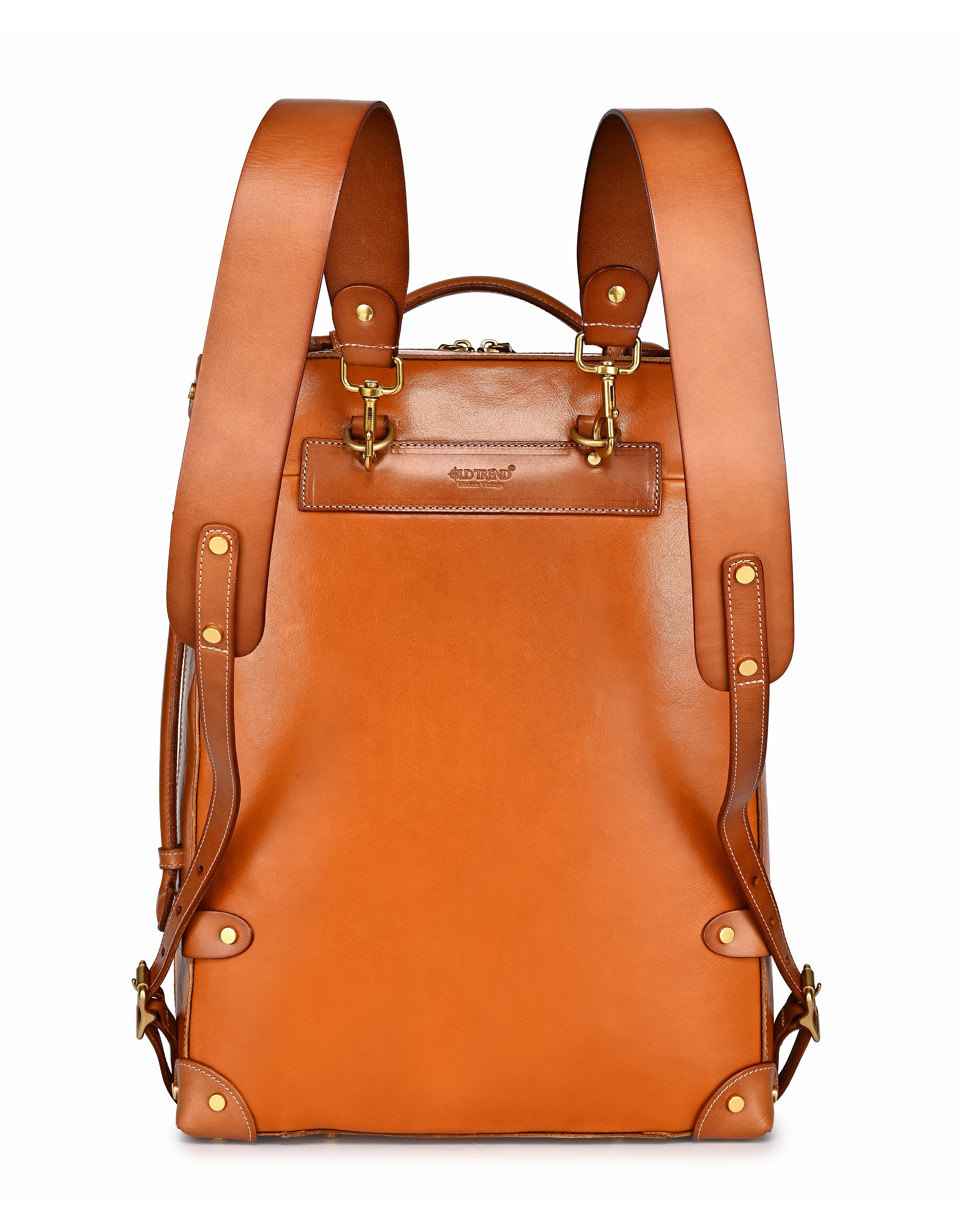 OLD TREND Speedwell Small Leather Trunk Backpack, Alternate, color, Caramel