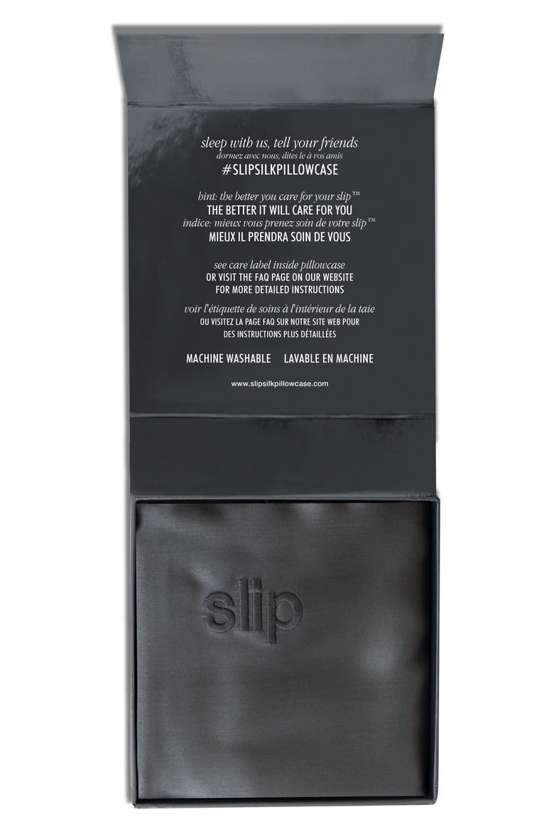 Pure Silk Euro Pillowcase, Alternate, color, CHARCOAL
