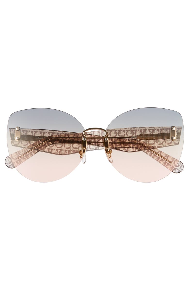 FERRAGAMO Salvatore Ferragamo 65mm Oversize Rimless Butterfly Sunglasses, Alternate, color, 