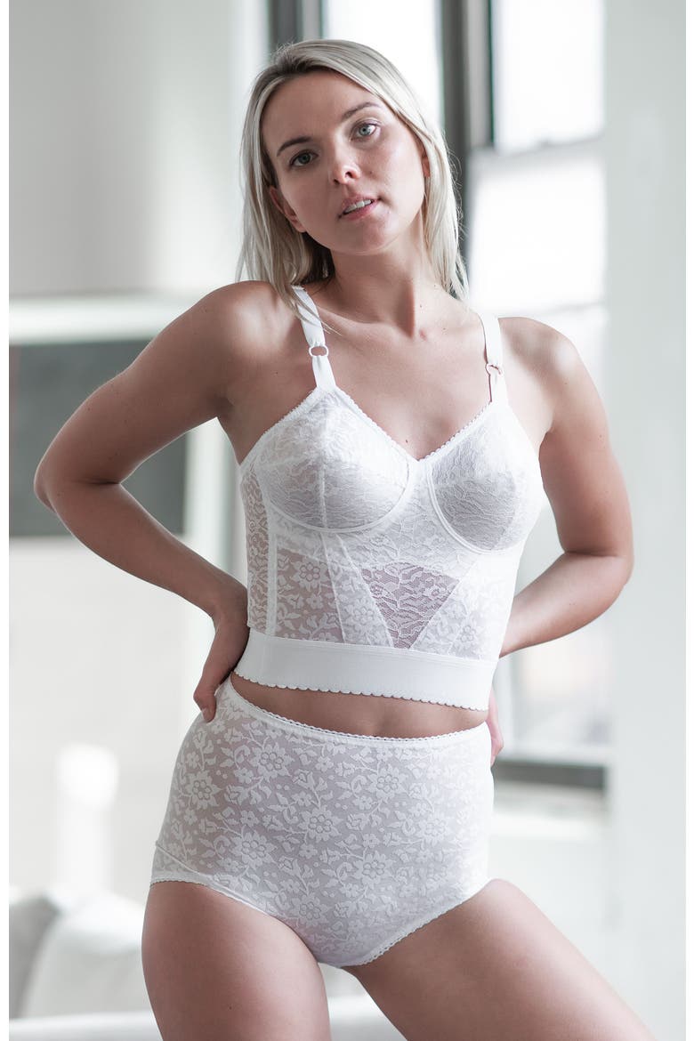 Longline Wireless Shaping Bra with Expandable Cups, Alternate, color, White