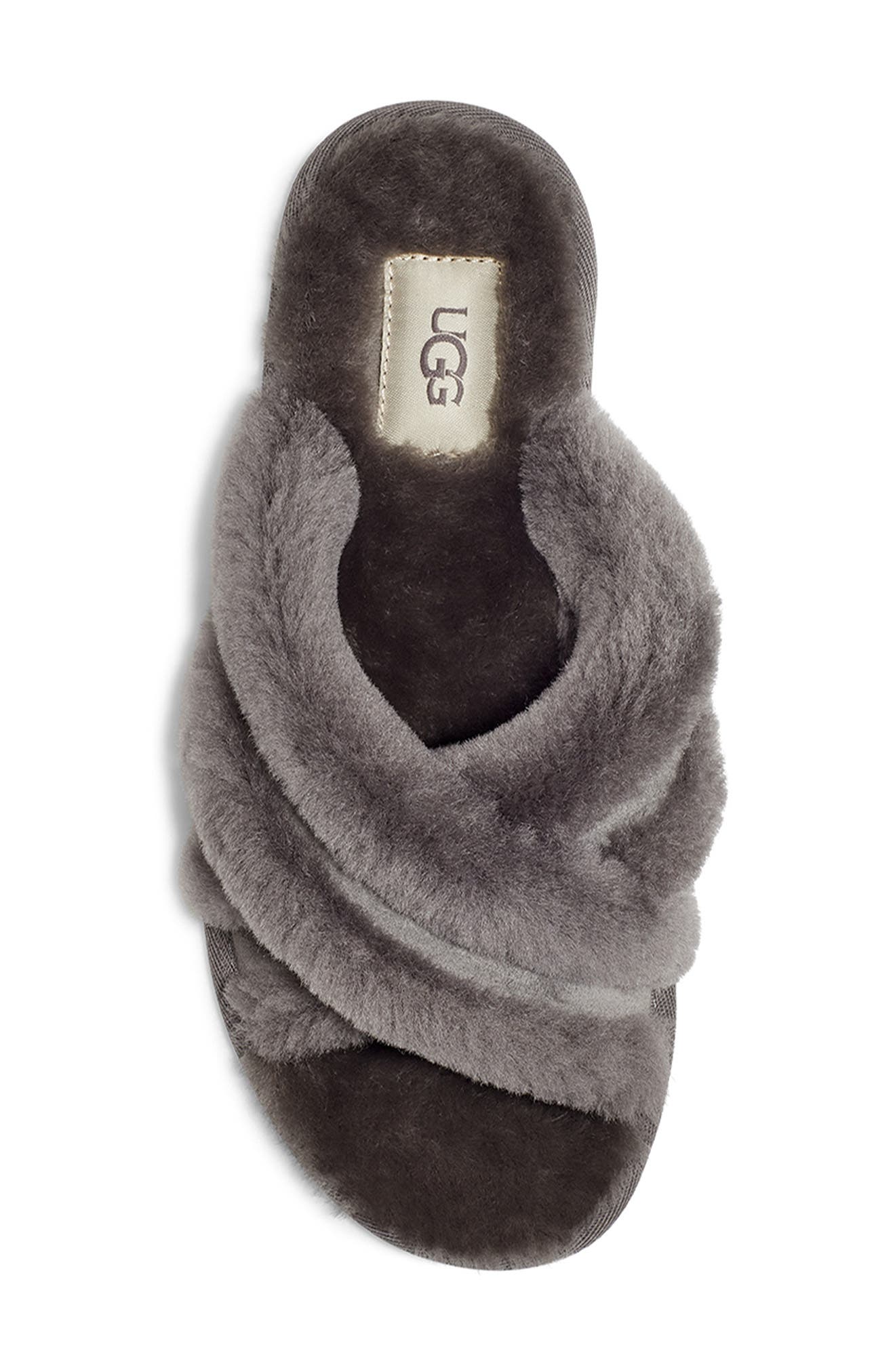 UGG<sup>®</sup> Scuffita Genuine Shearling Slide Slipper, Alternate, color, Charcoal