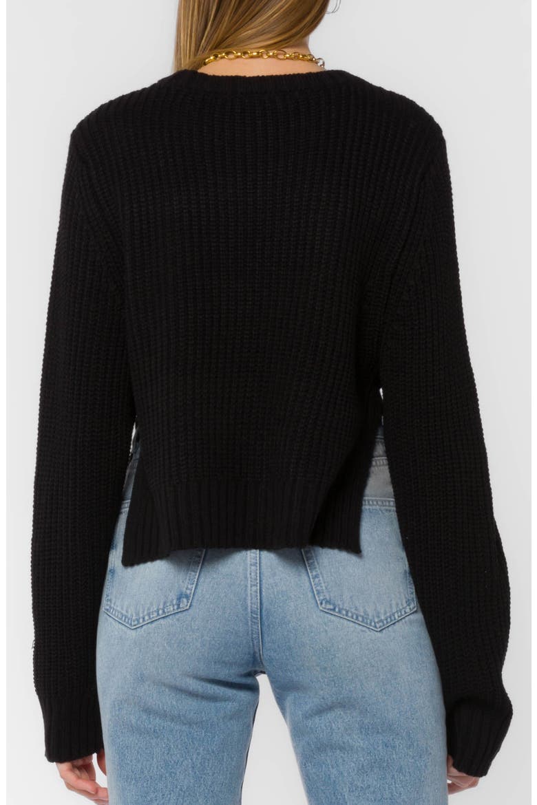 Korina Cropped Crewneck Sweater, Alternate, color, BLACK