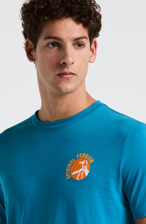 Original Penguin Cocktail Pete Cotton Graphic T-shirt In Mosaic Blue