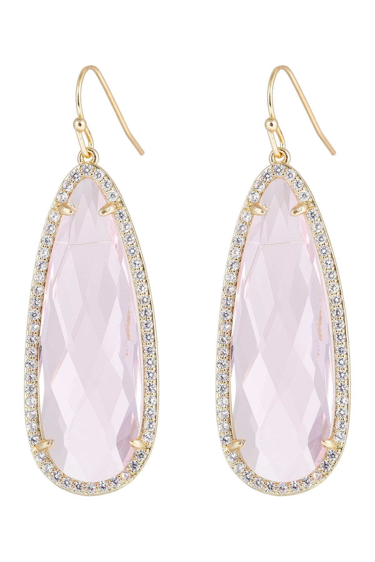 EYE CANDY LOS ANGELES Crown 14K Yellow Gold Plated Brass Faceted CZ & Pave Halo Teardrop Earrings