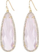 EYE CANDY LOS ANGELES Crown 14K Yellow Gold Plated Brass Faceted CZ & Pave Halo Teardrop Earrings