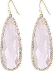 EYE CANDY LOS ANGELES Crown 14K Yellow Gold Plated Brass Faceted CZ & Pave Halo Teardrop Earrings